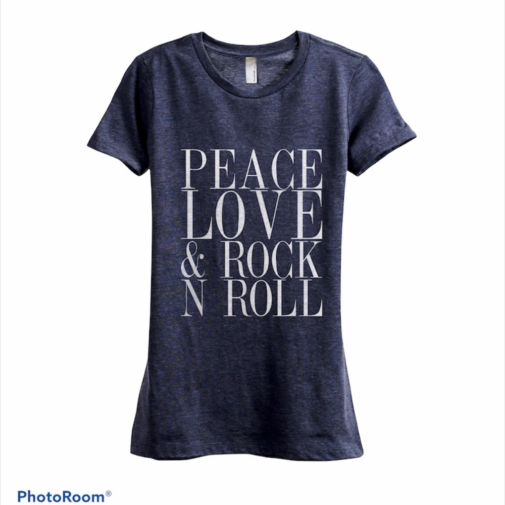Thread Tank Peace Love & Rock N Roll Tee Shirt NWT